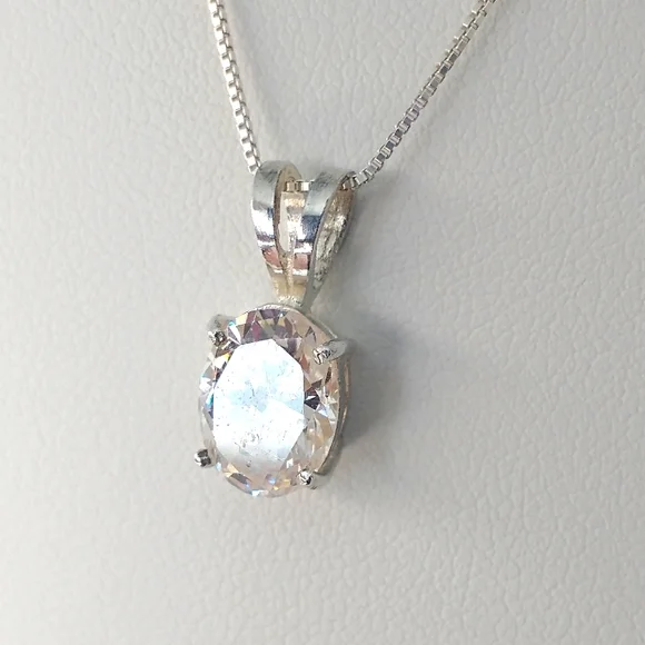 CLOSEOUT--Gorgeous CZ Solitaire necklace - Picture 1 of 5